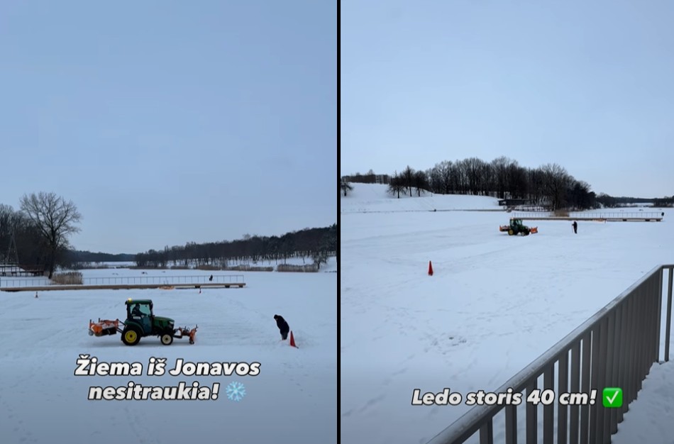 Ant Joninių tvenkinio ruošiama natūralaus ledo čiuožykla