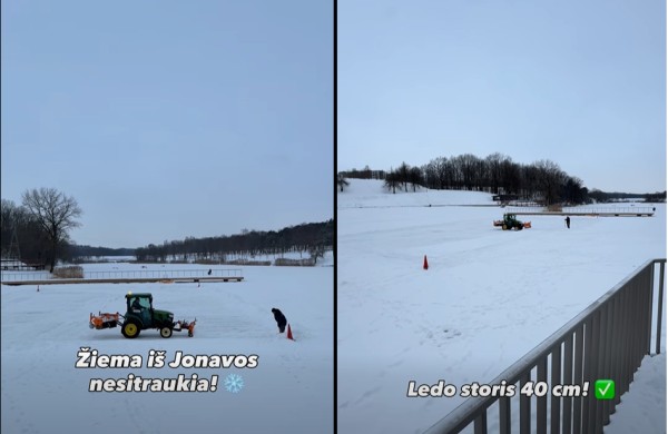 Ant Joninių tvenkinio ruošiama natūralaus ledo čiuožykla
