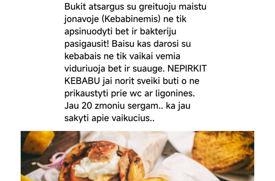 Jonavoje - panika dėl kebabų: socialiniuose tinkluose kalbama apie apsinuodijimus
