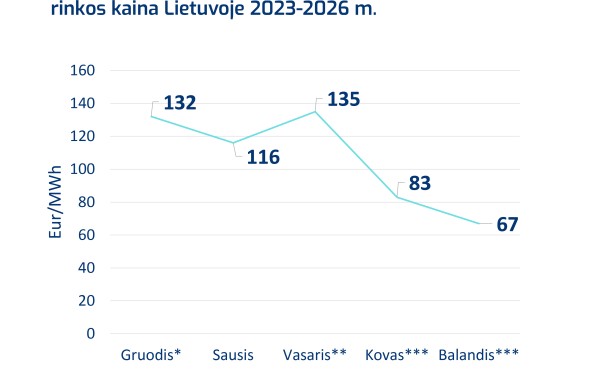 VERT: elektros kaina didžiausia žiemą, tačiau kainų dinamika rodo, kad vartotojams, turintiems su birža susietus planus, šiuo metu nereikėtų skubėti jų keisti