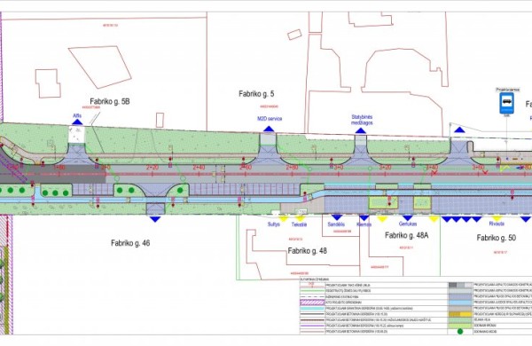 Numatoma Fabriko gatvės rekonstrukcija: planuojamas naujas pėsčiųjų–dviračių takas ir 26 parkavimo vietos
