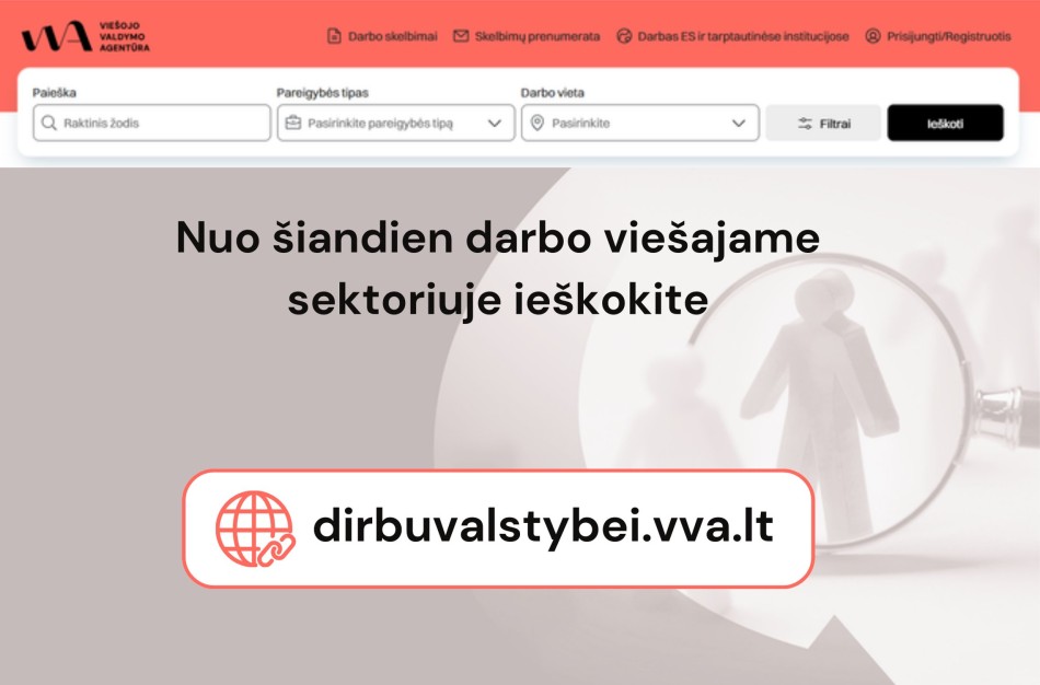 Aktualu norintiems dirbti viešajame sektoriuje: startavo portalas dirbuvalstybei.vva.lt