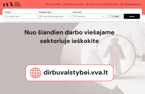 Aktualu norintiems dirbti viešajame sektoriuje: startavo portalas dirbuvalstybei.vva.lt