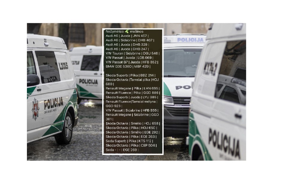 Socialiniuose tinkluose plinta nežymėtų policijos automobilių sąrašai: pareigūnai ragina nepasitikėti