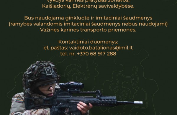 Jonavos ir Ruklos apylinkėse vyks karinės pratybos bei testuojami dronai