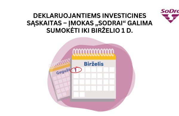 Investicinės sąskaitos deklaravimas: įmokas „Sodrai“ galima sumokėti iki birželio 1 d.