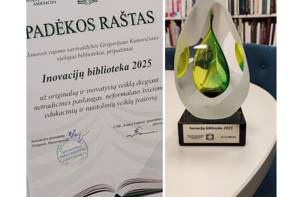 Spaudos atgavimo, kalbos ir knygos dienos išvakarėse - Jonavos biblioteka pripažinta inovatyviausia Lietuvoje