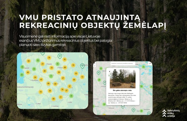 VMU pristato atnaujintą rekreacinių objektų žemėlapį: patogesnis planavimas ir daugiau galimybių lankytojams