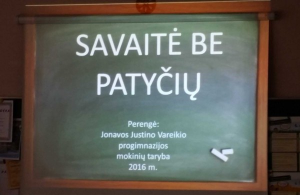J. Vareikio progimnazijos auklėtiniai: pasaulis – be patyčių