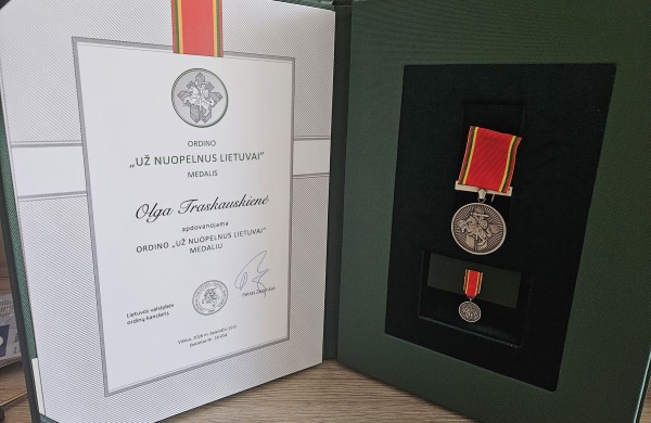 Jonavietė Olga Traskauskienė apdovanota Prezidento medaliu „Už nuopelnus Lietuvai“