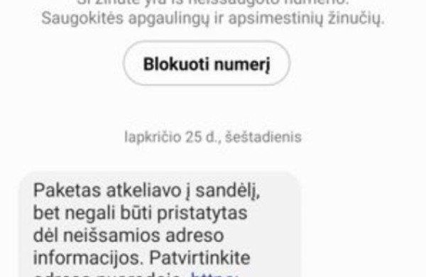 Lietuvos paštu apsimetantys sukčiai taikosi į gyventojų pinigus ir duomenis