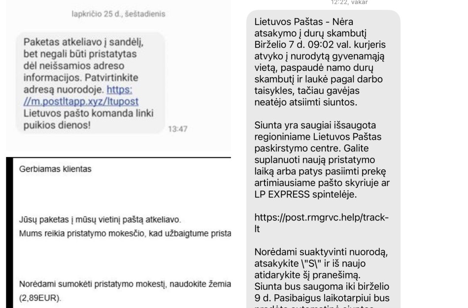 Lietuvos paštu apsimetantys sukčiai taikosi į gyventojų pinigus ir duomenis