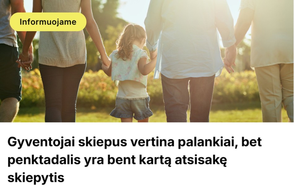 VLK: Gyventojai skiepus vertina palankiai, bet penktadalis yra bent kartą atsisakę skiepytis