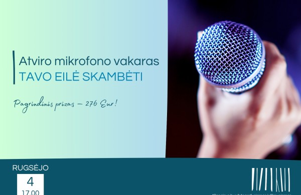 Jonavos Grigorijaus Kanovičiaus biblioteka kviečia dalyvius registruotis į atviro mikrofono vakarą „Tavo eilė skambėti“!