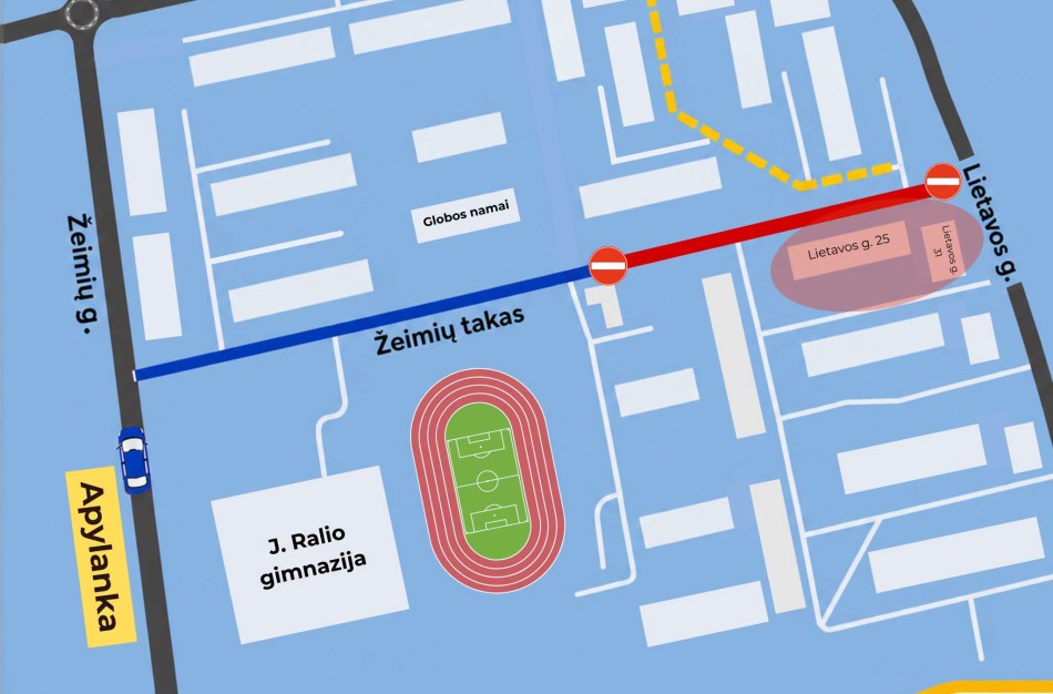 Planuojami eismo ribojimai dėl Žeimių tako g. remonto darbų