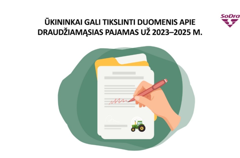 Ūkininkai gali patikslinti duomenis apie draudžiamąsias pajamas už 2023–2025 metus