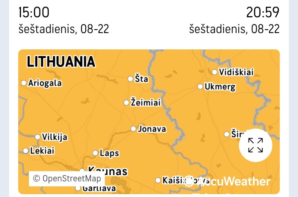 Numatomas stiprus vėjas ir smarkus lietus