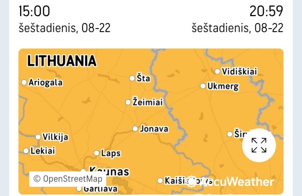 Numatomas stiprus vėjas ir smarkus lietus
