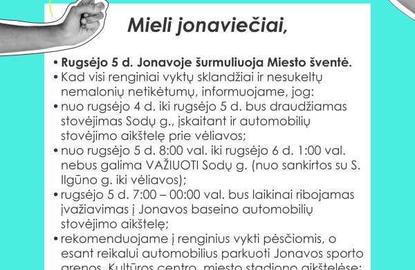 Jonavos Miesto šventės metu keisis eismo tvarka ir bus ribojamas automobilių stovėjimas
