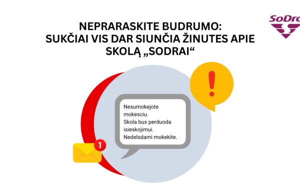 Sukčiai vis dar siunčia žinutes apie skolą „Sodrai“