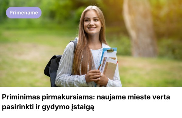 Priminimas pirmakursiams: naujame mieste verta pasirinkti ir gydymo įstaigą