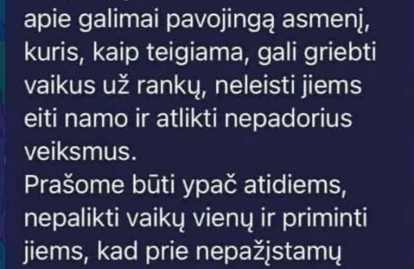 „Saugokit savo vaikus“: Jonavos mokyklų tėvų pokalbiuose - nerimas dėl prie vaikų pastebimo vyro