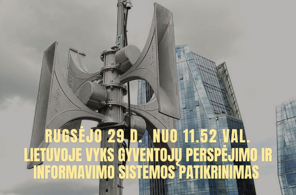 Visoje Lietuvoje kauks sirenos – vyks perspėjimo sistemos patikrinimas