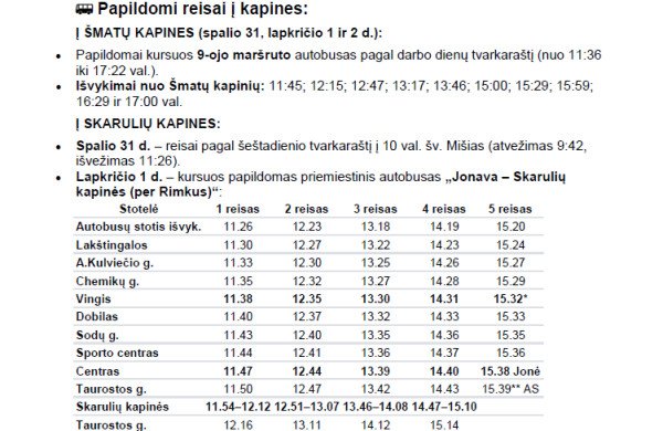 „Jonavos autobusai“ skelbia apie pokyčius: papildomi reisai į kapines ir pasikeitę grafikai