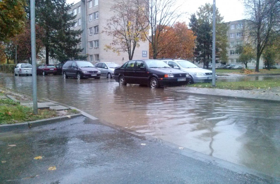 Rudens lapai pridarė bėdos: nespėja subėgti vanduo