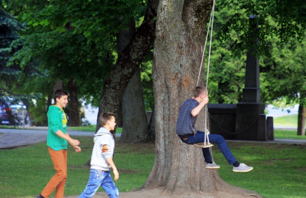 Ramybės skvere vaikai pasodino spalvotų gėlių pievą