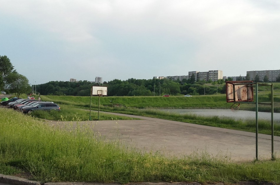 Nesaugu: krepšinio kamuolys iš aikštelės krenta į vandenį