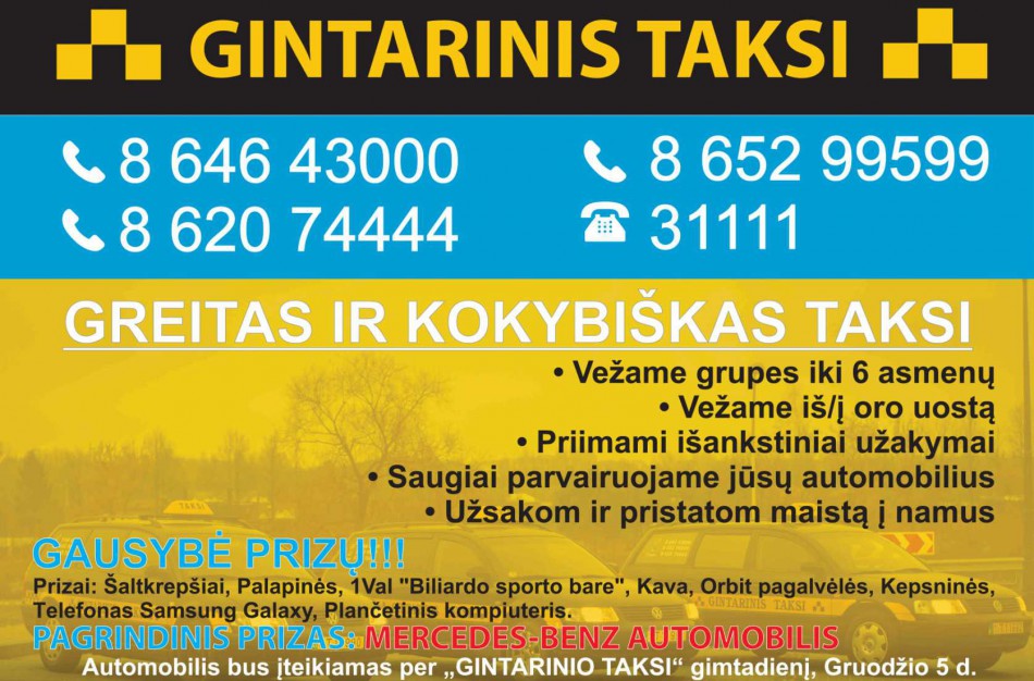 „Gintarinis taksi“ siūlo laimėti automobilį ir momentinius prizus
