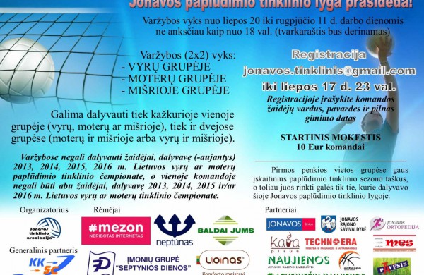 Kviečiame registruotis į Jonavos paplūdimio tinklinio lygą