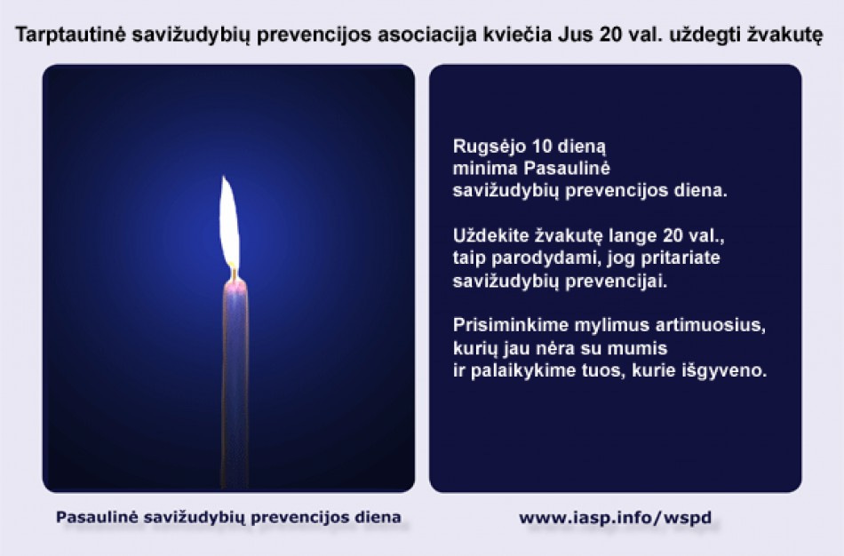 Minėsime pasaulinę savižudybių prevencijos dieną