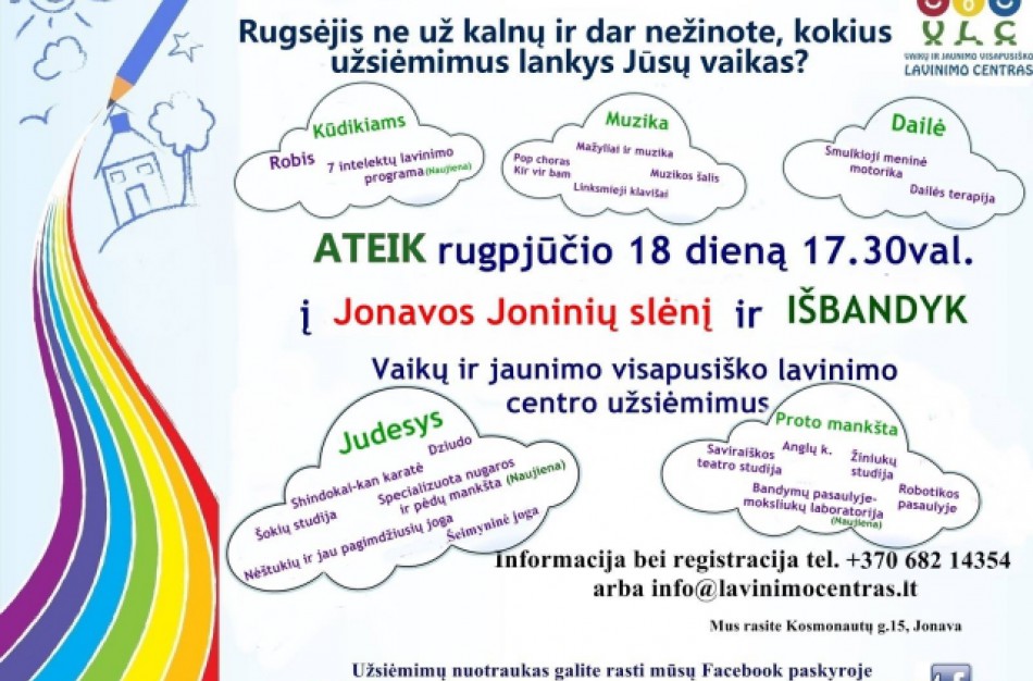 Vaikų ir jaunimo visapusiško lavinimo centro užsiėmimai - Joninių slėnyje