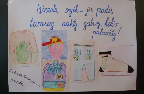 Pirmokų piešiniai  - apie saugumą bei aktyvumą