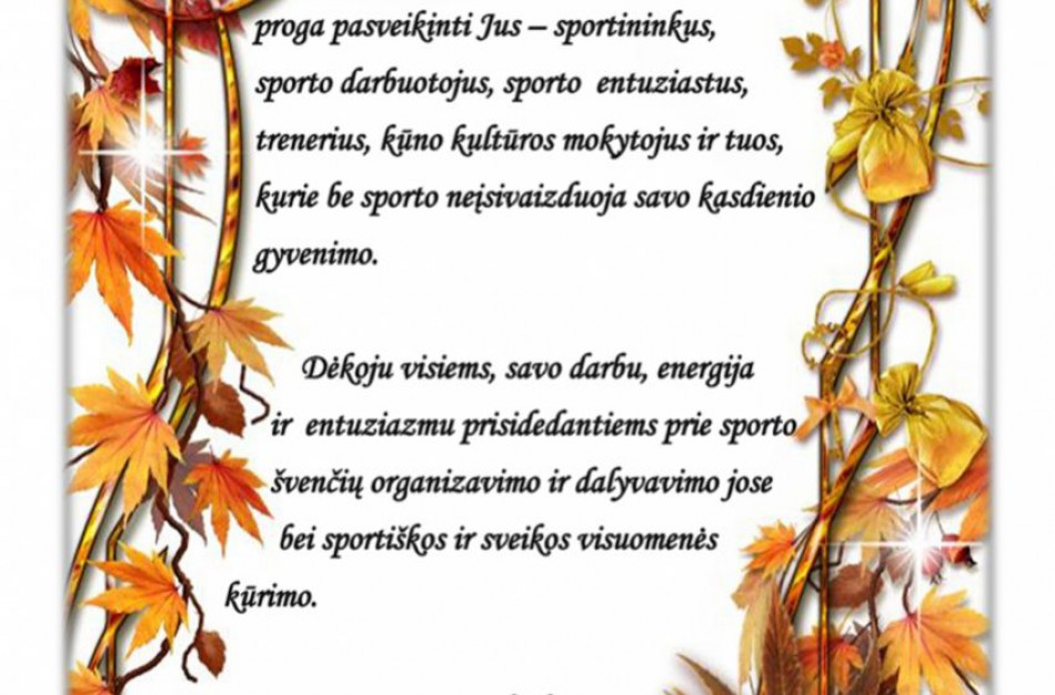  Spalio 7-oji – Kūno kultūros ir sporto diena