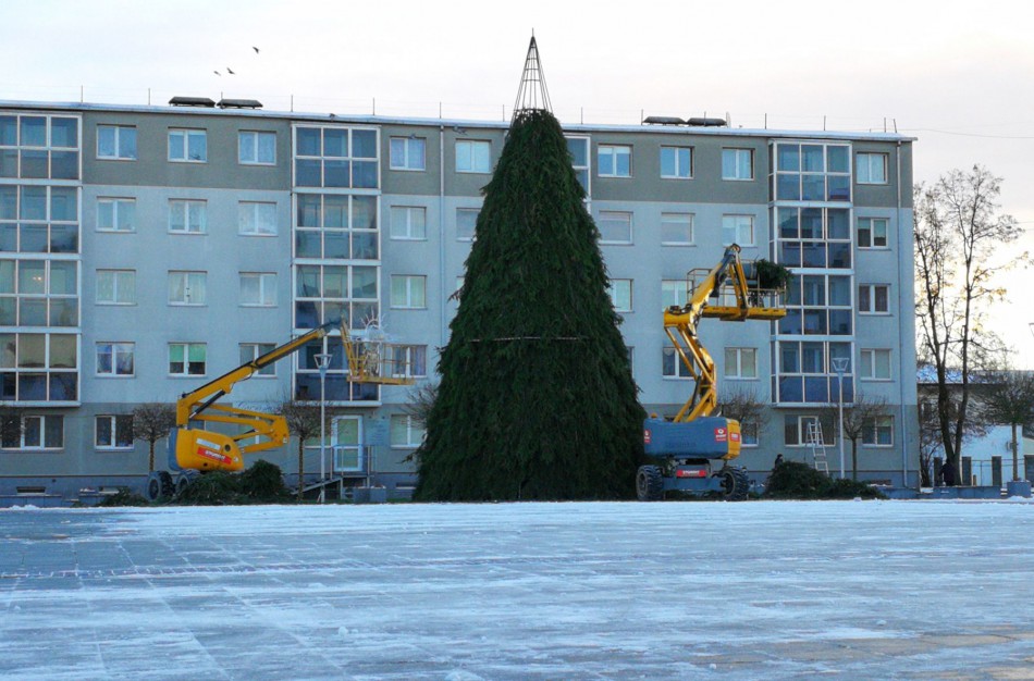 Į dangų stiebiasi miesto šventinė eglė