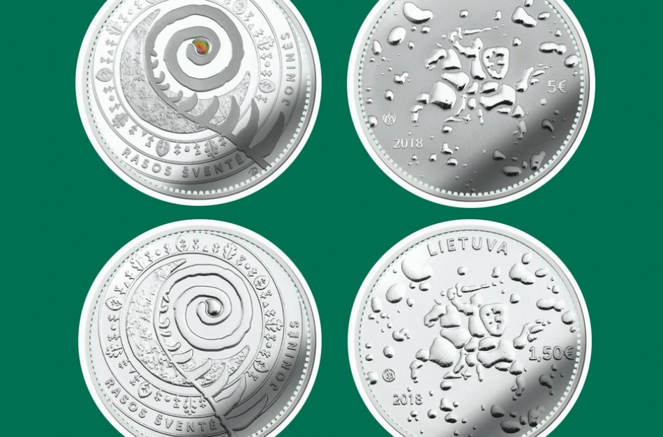 Ant Joninėms skirtų kolekcinių monetų – stilizuotas paparčio žiedas 