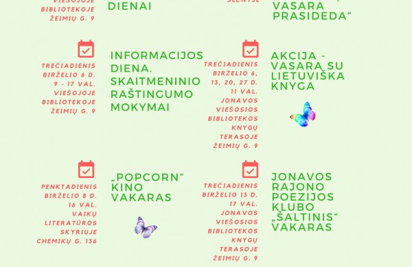 Jonavos viešoji biblioteka kviečia į renginius 