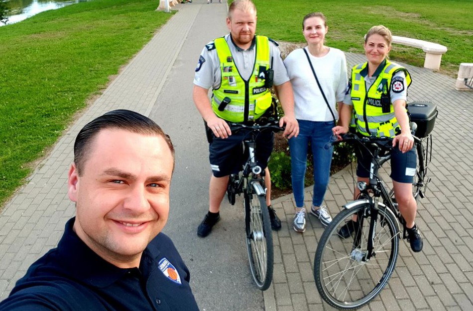 Pirmasis šio sezono patruliavimas ant dviračių 