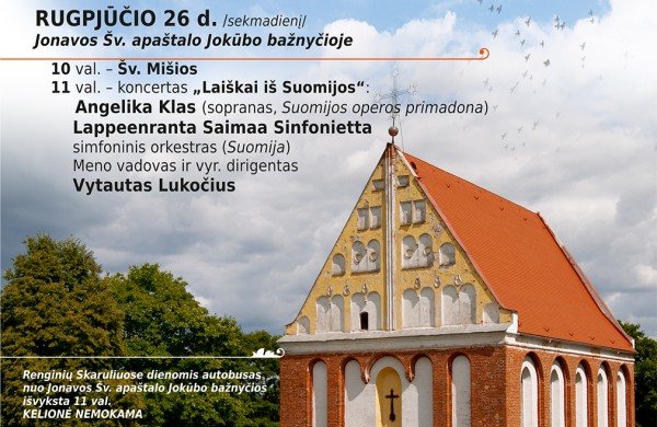 Skarulių bažnyčioje – nemokamas Martyno Levickio koncertas, Jonavoje – Suomijos operos primadona 