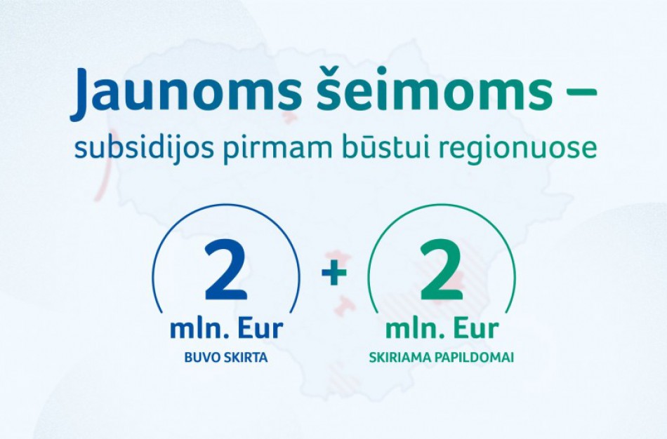 Jaunų šeimų pirmų būstų programai regionuose – papildomi 2 mln. Eur