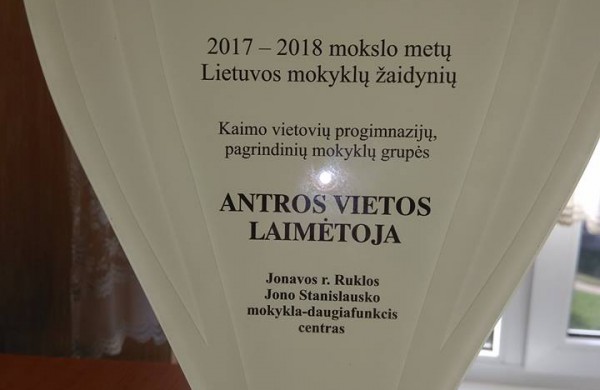 Lietuvos mokyklų žaidynėse 2018 iškovota prizinė vieta 
