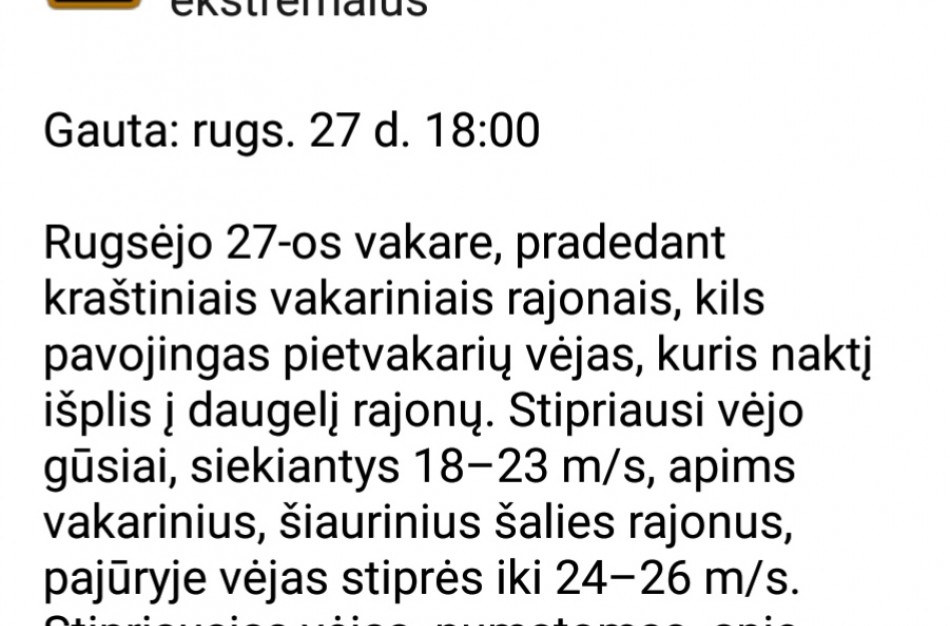 Nepaprastasis ekstremalus įspėjimas