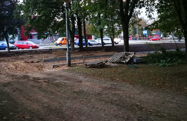 Kodėl Ramybės skvere staigiai pradėta šalinti medžius?