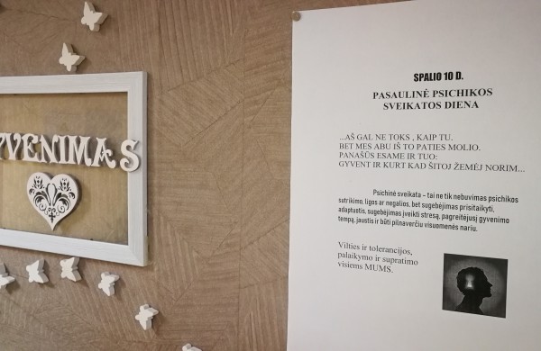 Šiandien paminėta Pasaulinė psichikos sveikatos diena