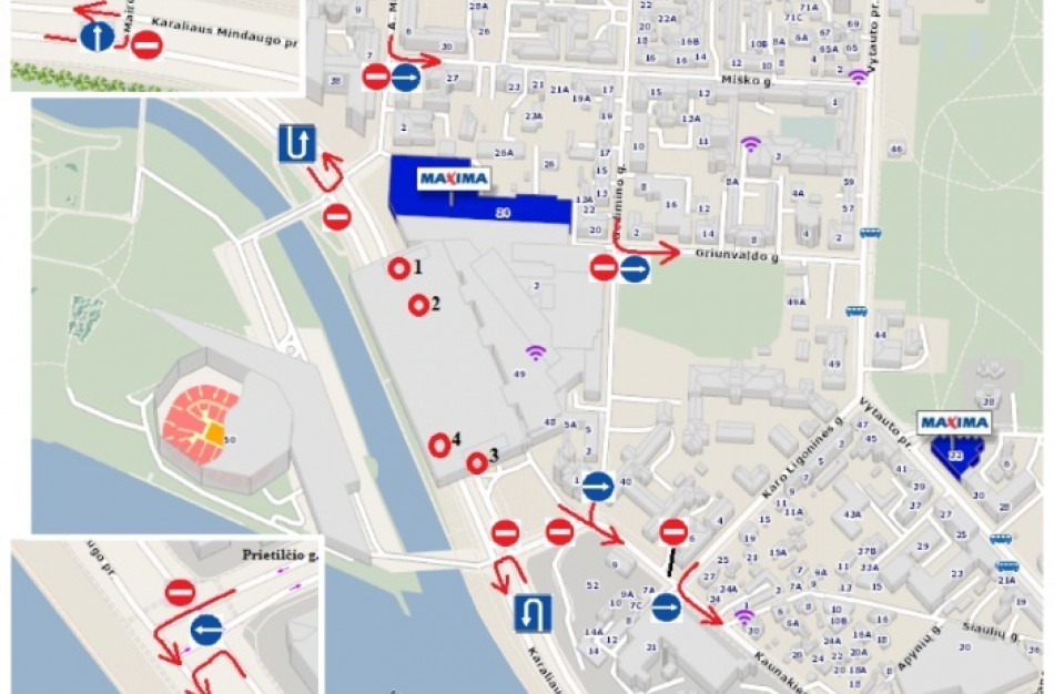 Eismo ribojimai Kaune po krepšinio rungtynių 