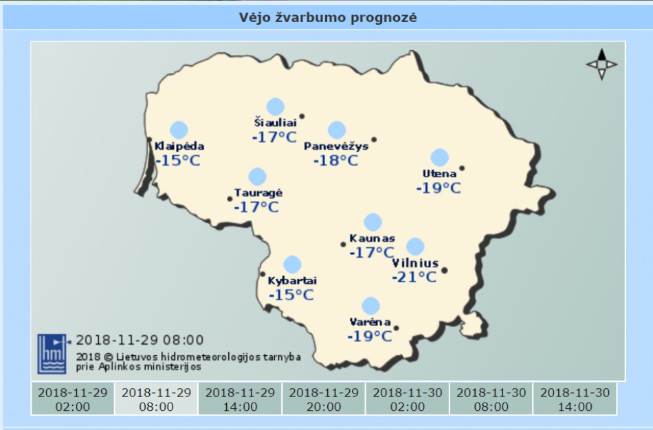 Rytoj, prognozuojama, stiprus vėjo žvarbumas