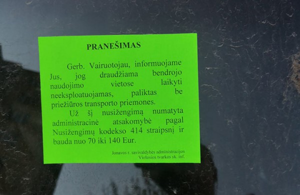Neeksploatuojamų automobilių savininkams – iškalbingi perspėjimai